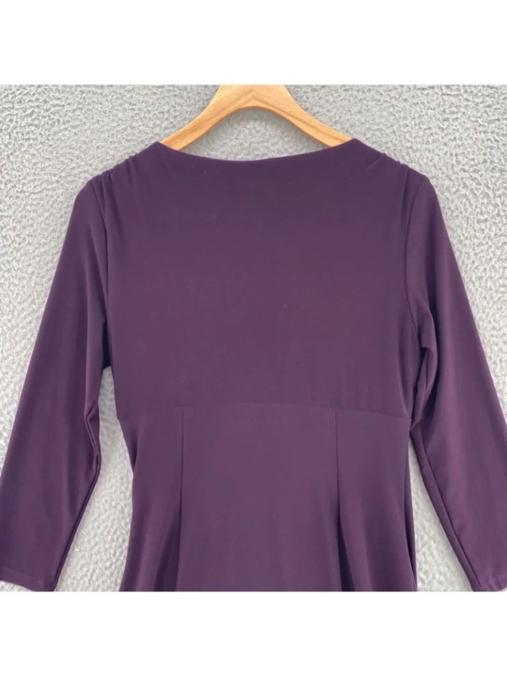 Lauren Ralph Lauren Dress Womens 6 Purple Surplice Faux Wrap 3/4 Sleeve Bodycon - Picture 4 of 11